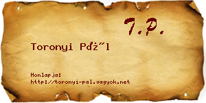 Toronyi Pál névjegykártya