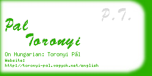 pal toronyi business card